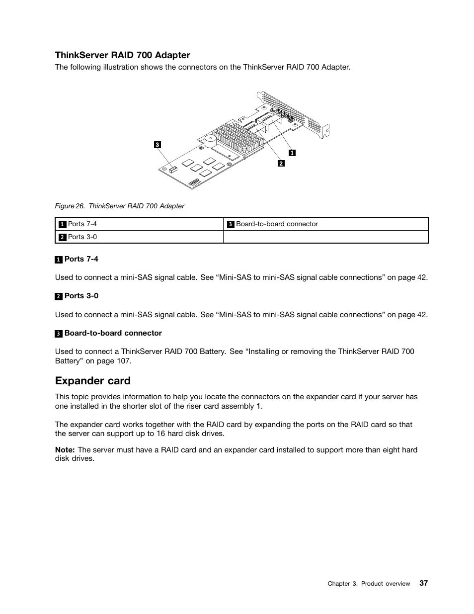 Expander card, Thinkserver raid 700 adapter | Lenovo RD430 User Manual | Page 49 / 218