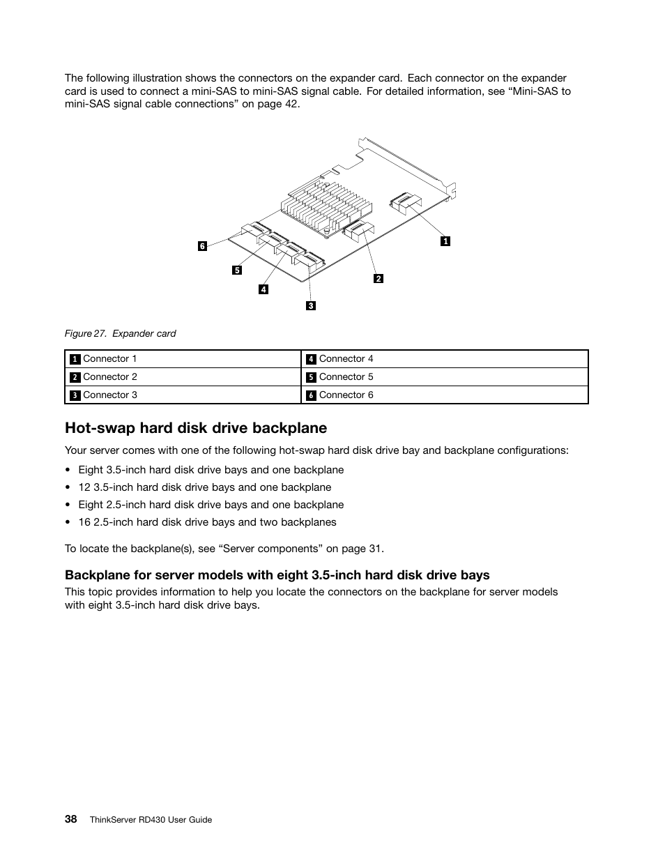 Hot-swap hard disk drive backplane | Lenovo RD430 User Manual | Page 50 / 218