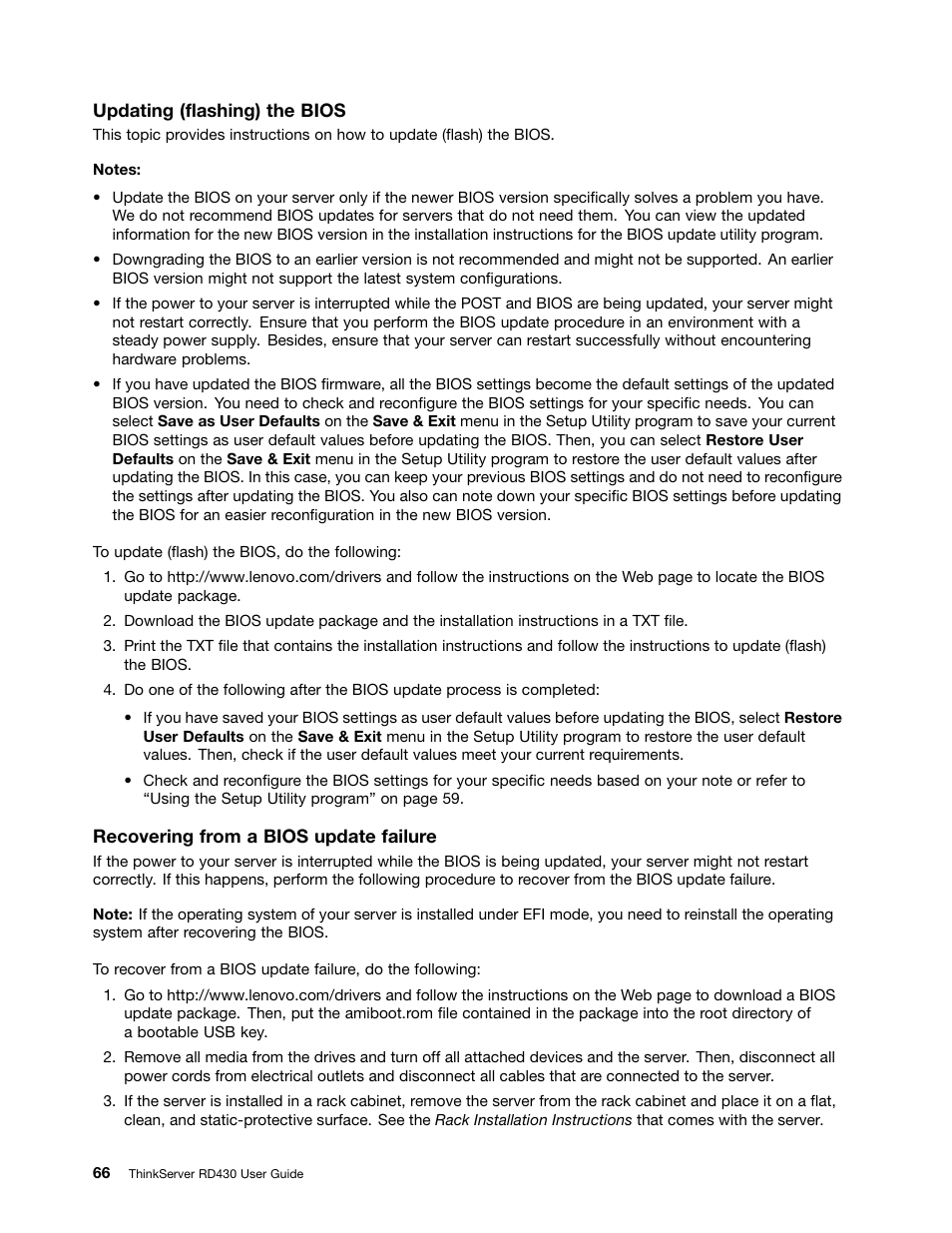 Updating (flashing) the bios | Lenovo RD430 User Manual | Page 78 / 218