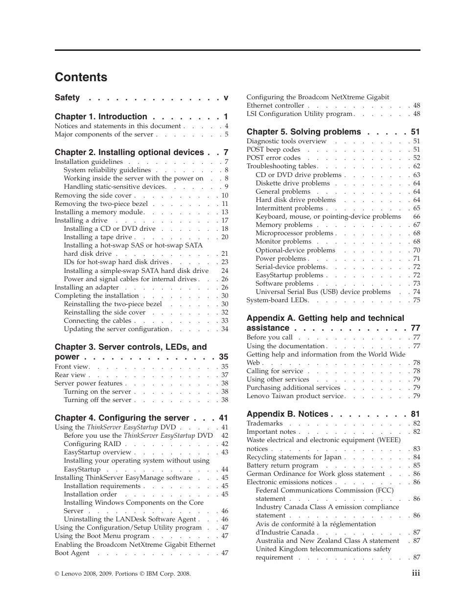 Lenovo THINKSERVER TS100 6434 User Manual | Page 5 / 110