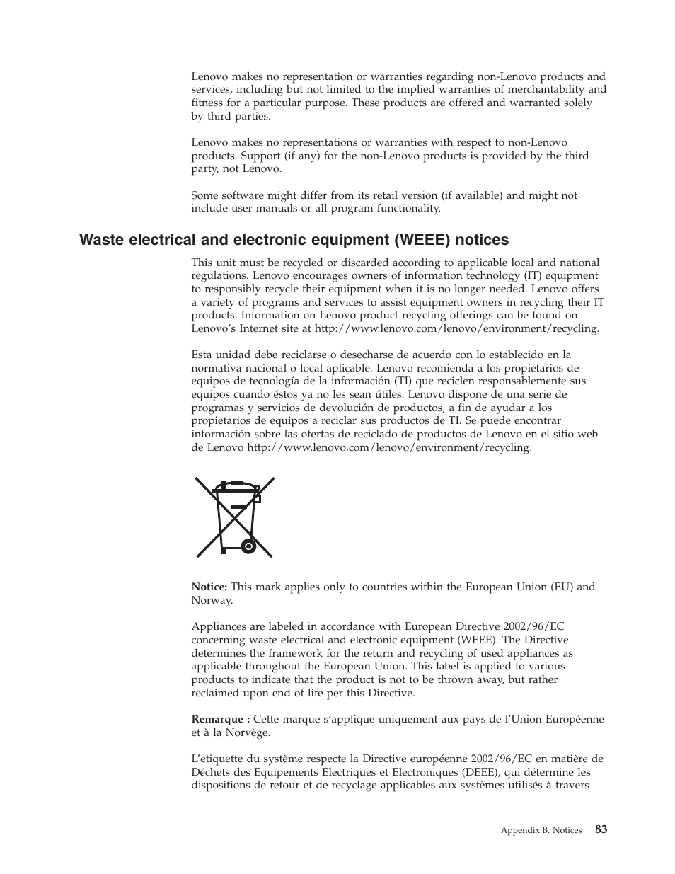 Waste, Electrical, Electronic | Equipment, Weee), Notices | Lenovo THINKSERVER TS100 6434 User Manual | Page 97 / 110