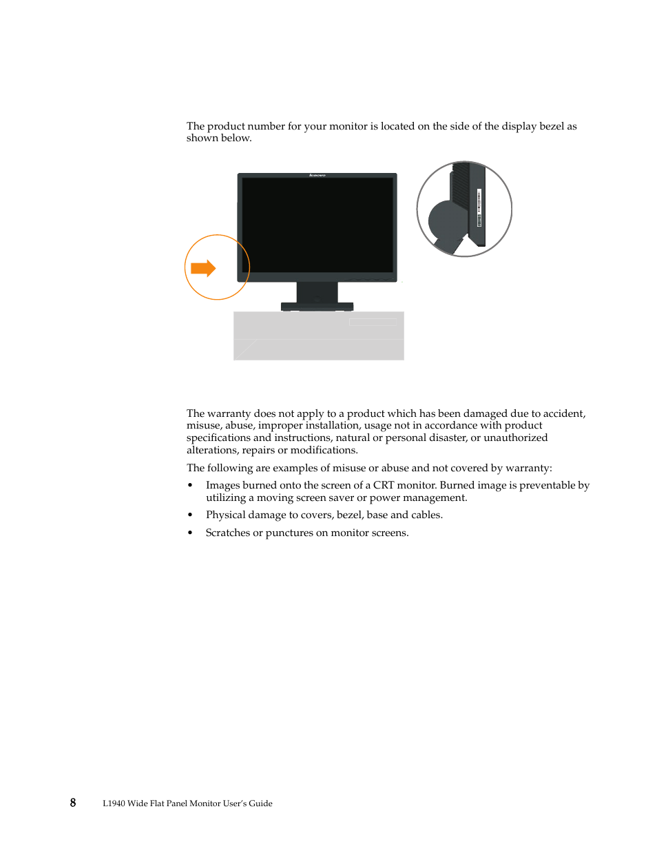 Service information, Product numbers, Customer responsibilities | Lenovo L1940 User Manual | Page 25 / 32