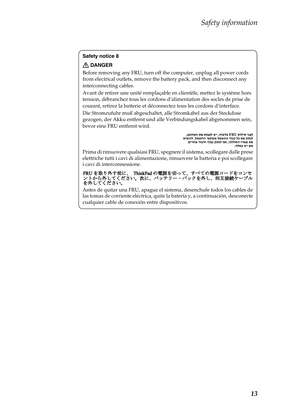 Safety information | Lenovo Z480 User Manual | Page 17 / 132