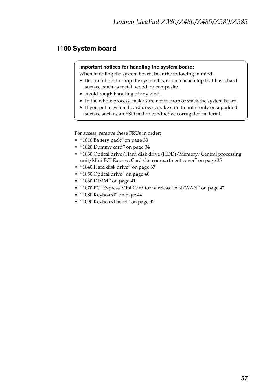 1100 system board | Lenovo Z480 User Manual | Page 61 / 132