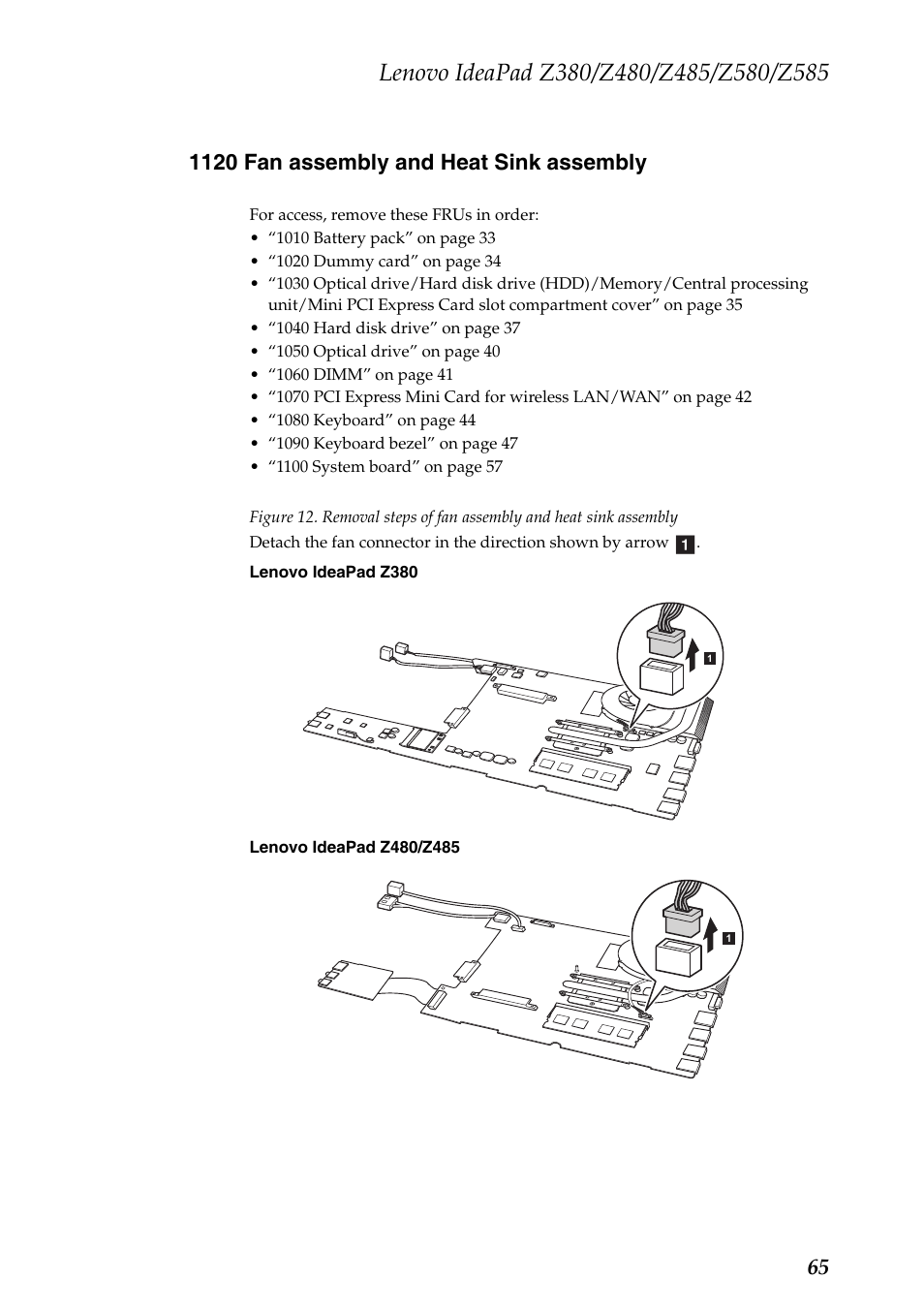 1120 fan assembly and heat sink assembly | Lenovo Z480 User Manual | Page 69 / 132