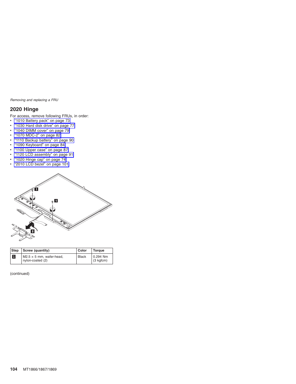 2020 hinge, Hinge | Lenovo ThinkPad X41 Tablet MT 1867 User Manual | Page 108 / 140