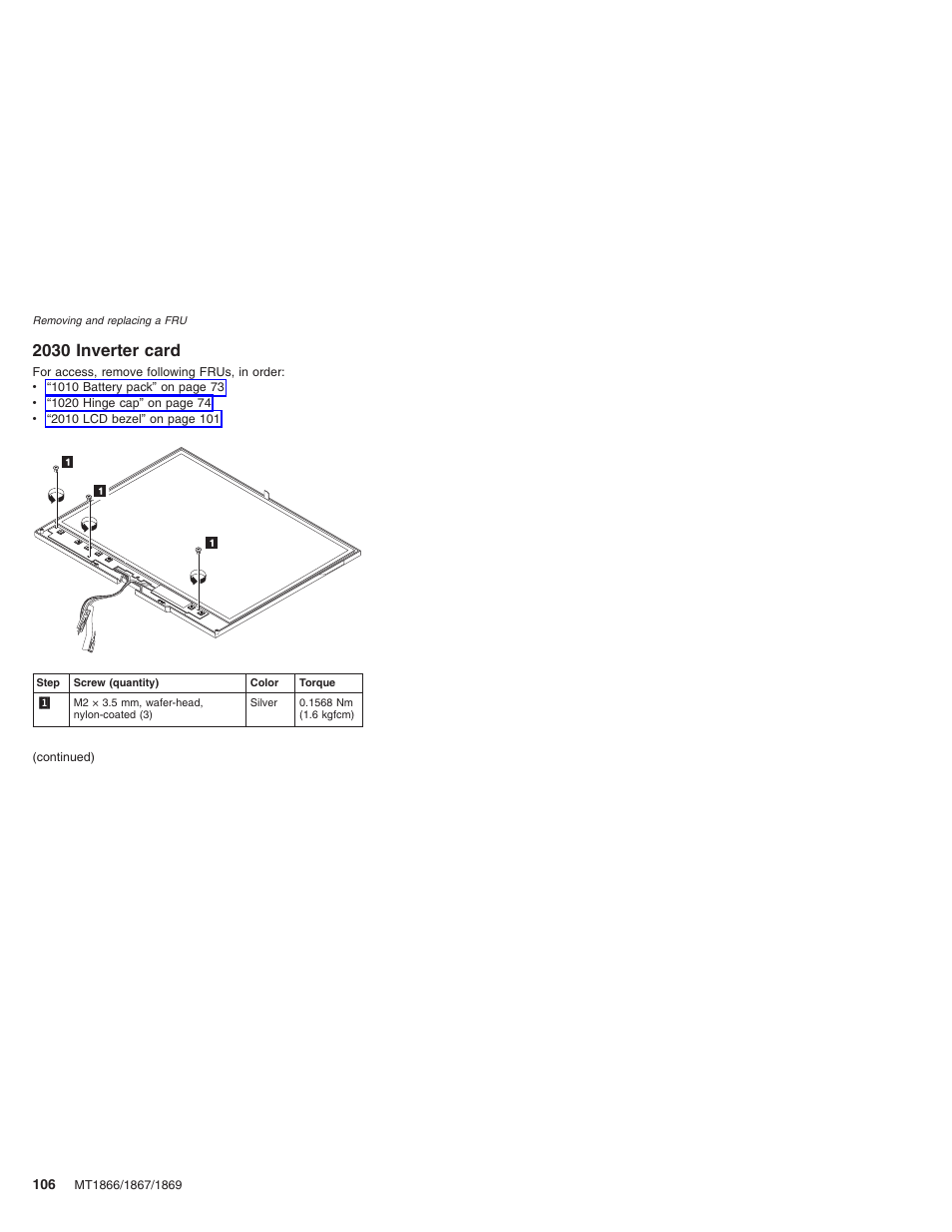 2030 inverter card, Inverter, Card | Lenovo ThinkPad X41 Tablet MT 1867 User Manual | Page 110 / 140