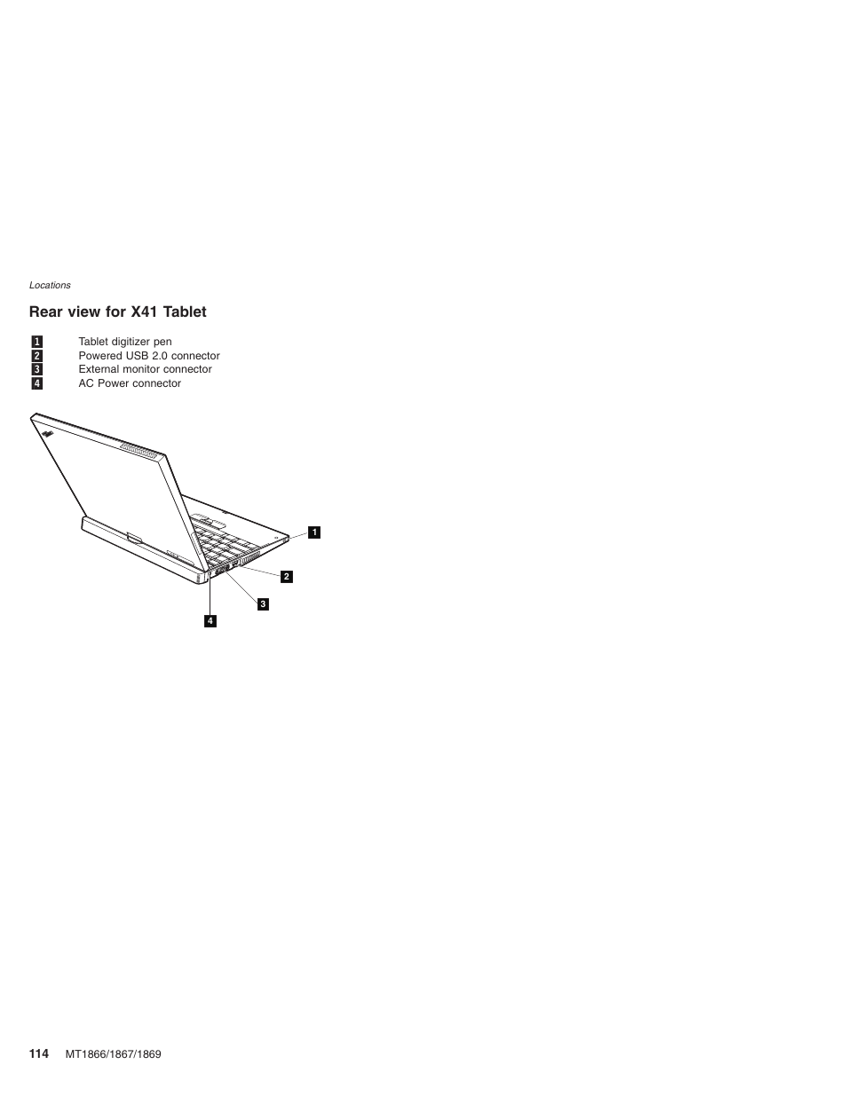 Rear view for x41 tablet, Rear, View | Tablet | Lenovo ThinkPad X41 Tablet MT 1867 User Manual | Page 118 / 140