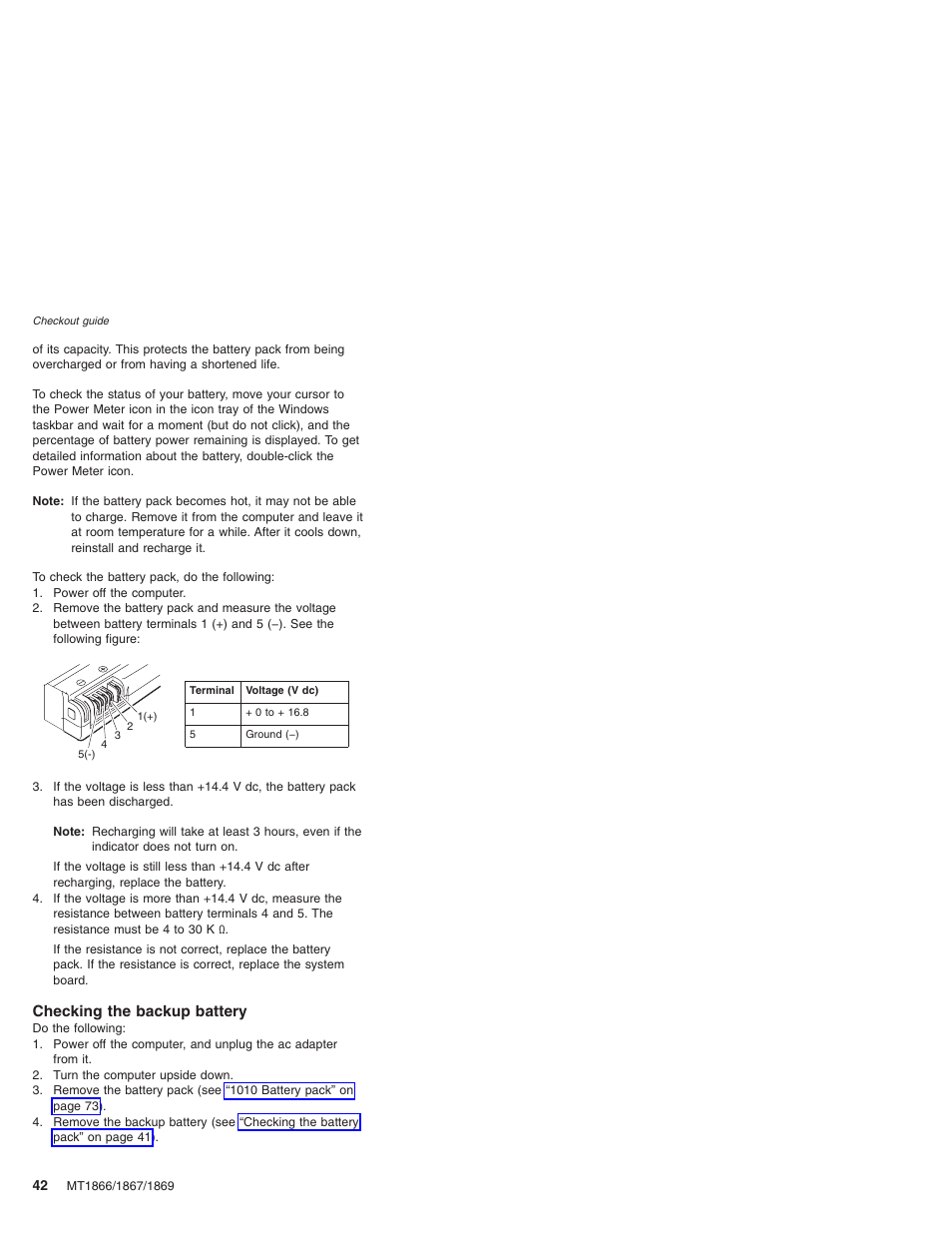 Checking the backup battery | Lenovo ThinkPad X41 Tablet MT 1867 User Manual | Page 46 / 140