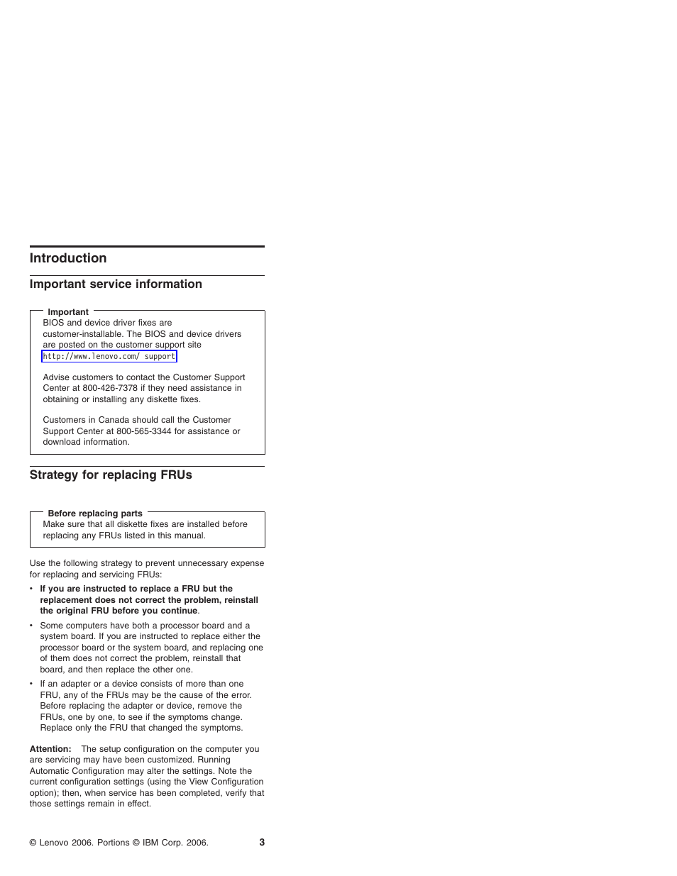 Introduction, Important service information, Strategy for replacing frus | Important, Service, Information, Strategy, Replacing, Frus | Lenovo ThinkPad X41 Tablet MT 1867 User Manual | Page 7 / 140