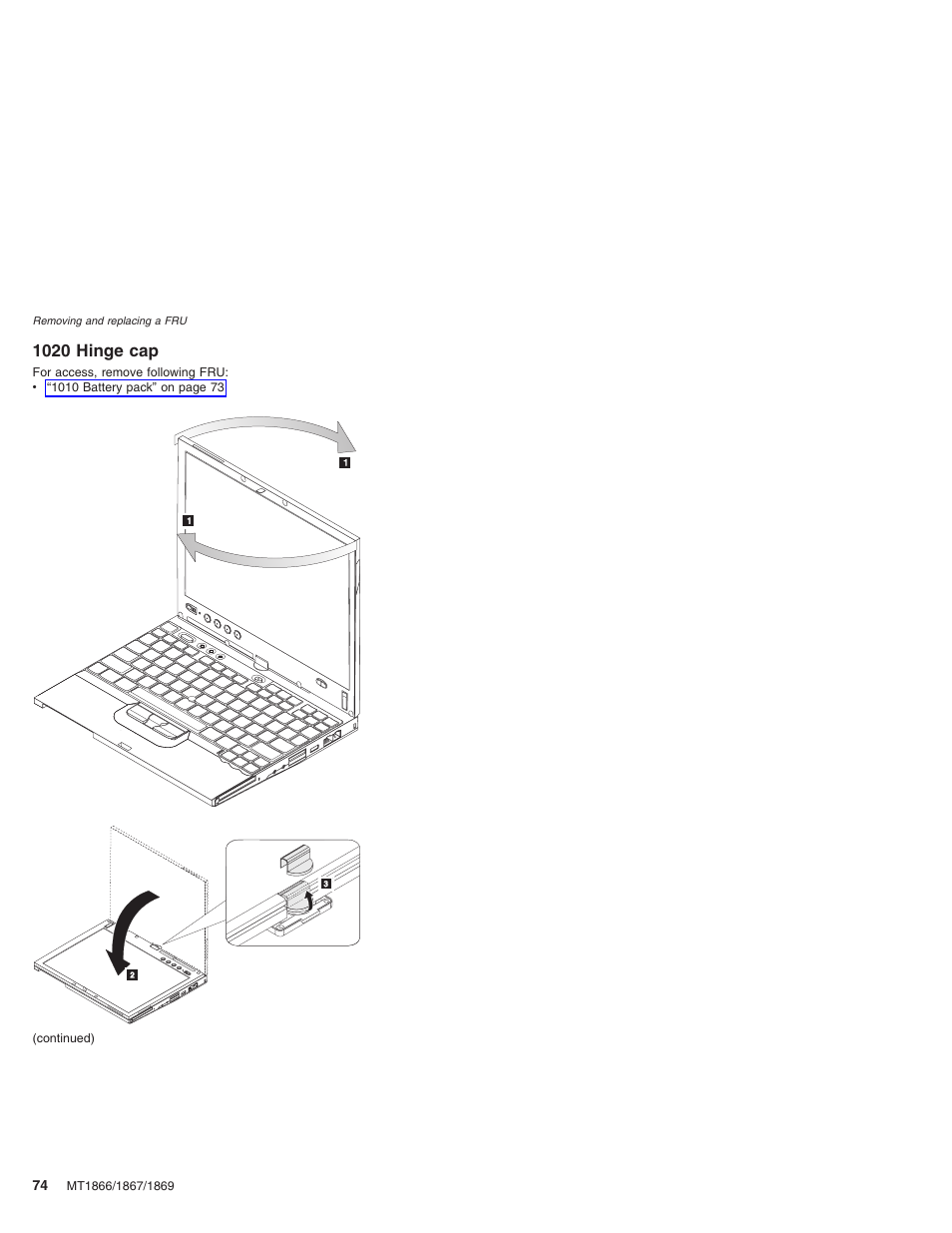 1020 hinge cap, Hinge | Lenovo ThinkPad X41 Tablet MT 1867 User Manual | Page 78 / 140