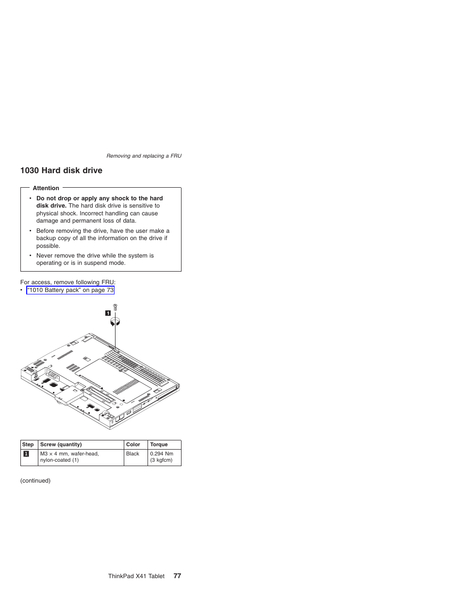 1030 hard disk drive, Hard, Disk | Drive | Lenovo ThinkPad X41 Tablet MT 1867 User Manual | Page 81 / 140