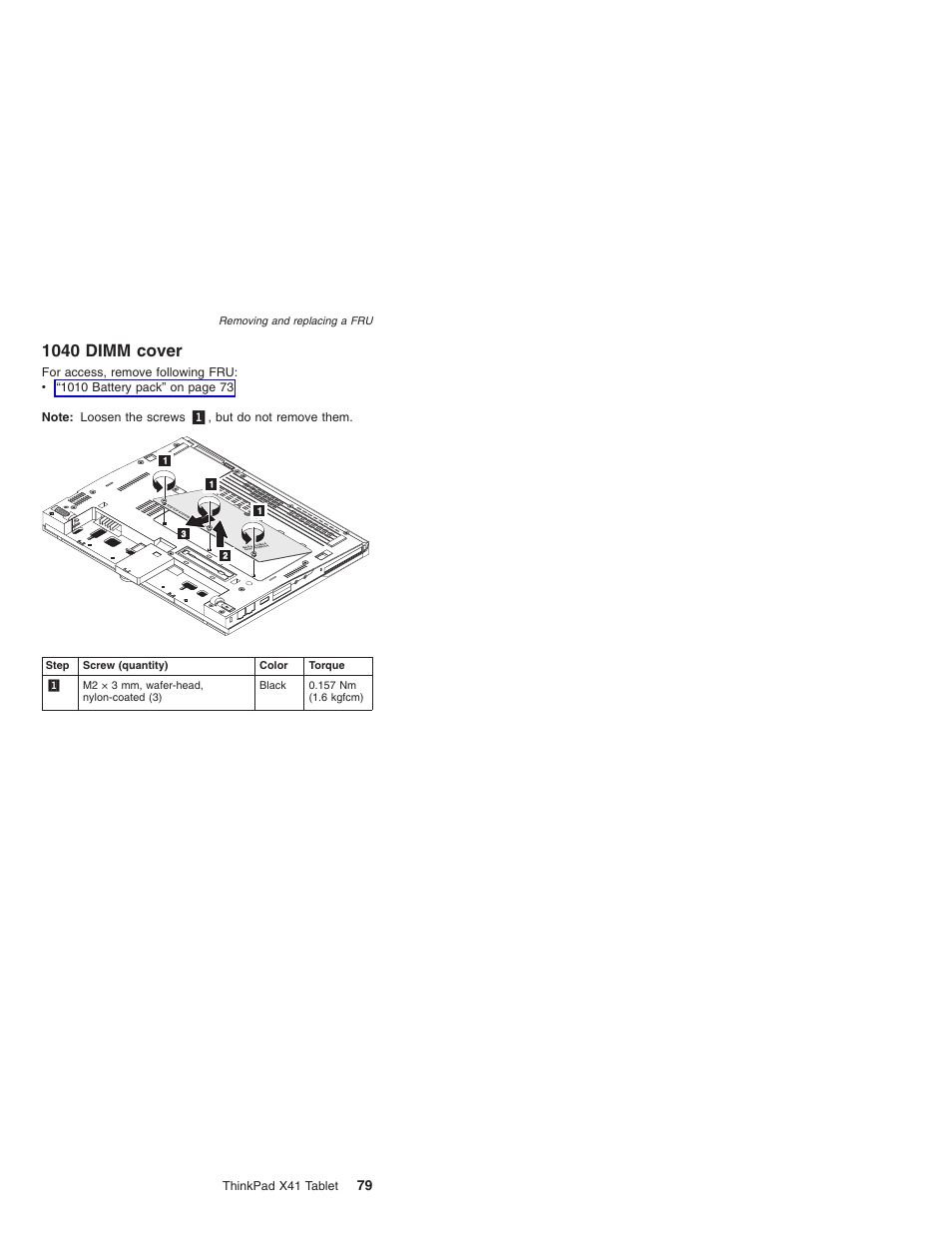 1040 dimm cover, Dimm, Cover | Lenovo ThinkPad X41 Tablet MT 1867 User Manual | Page 83 / 140