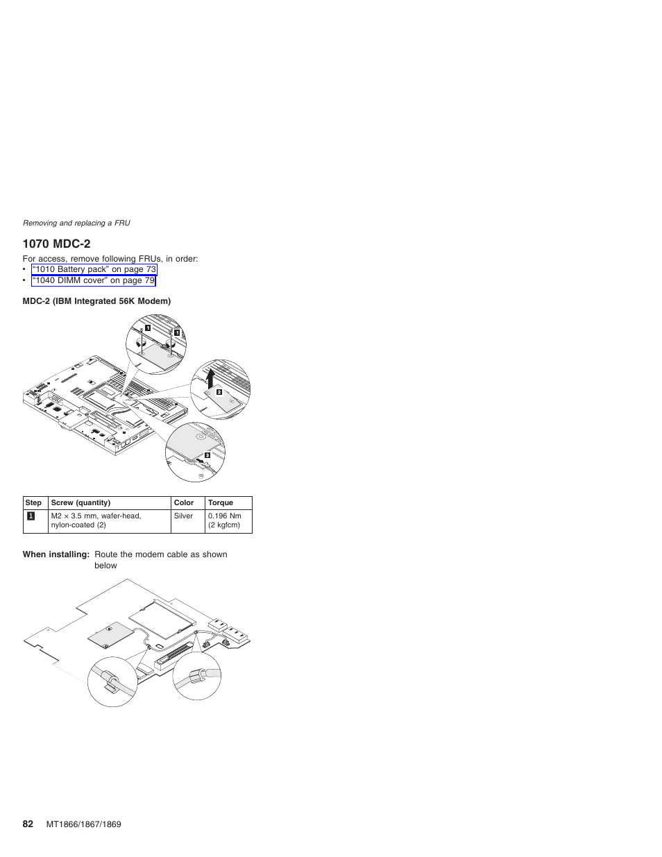 1070 mdc-2, Mdc-2 | Lenovo ThinkPad X41 Tablet MT 1867 User Manual | Page 86 / 140