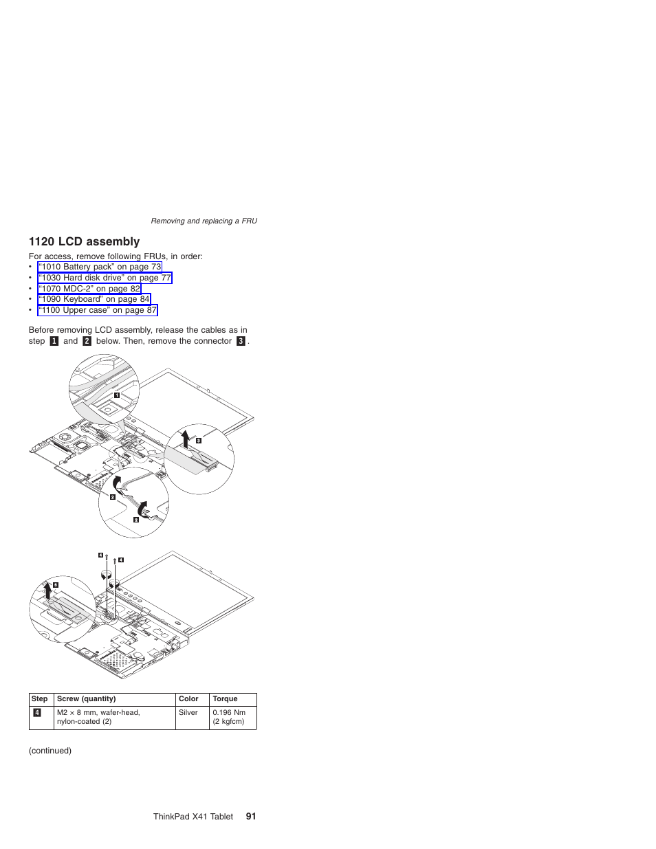 1120 lcd assembly, Assembly | Lenovo ThinkPad X41 Tablet MT 1867 User Manual | Page 95 / 140