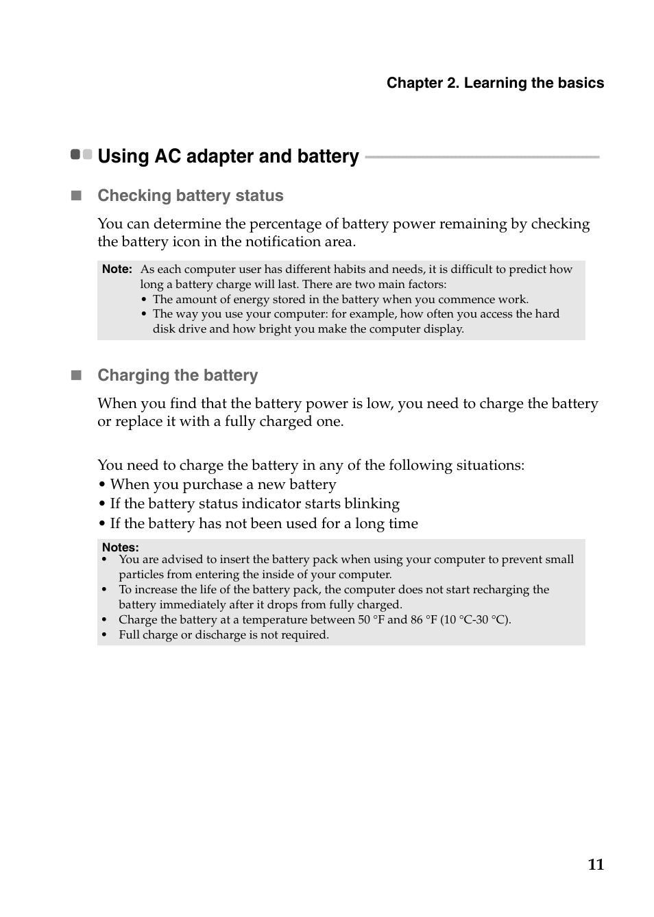 Using ac adapter and battery | Lenovo Z580 User Manual | Page 15 / 59