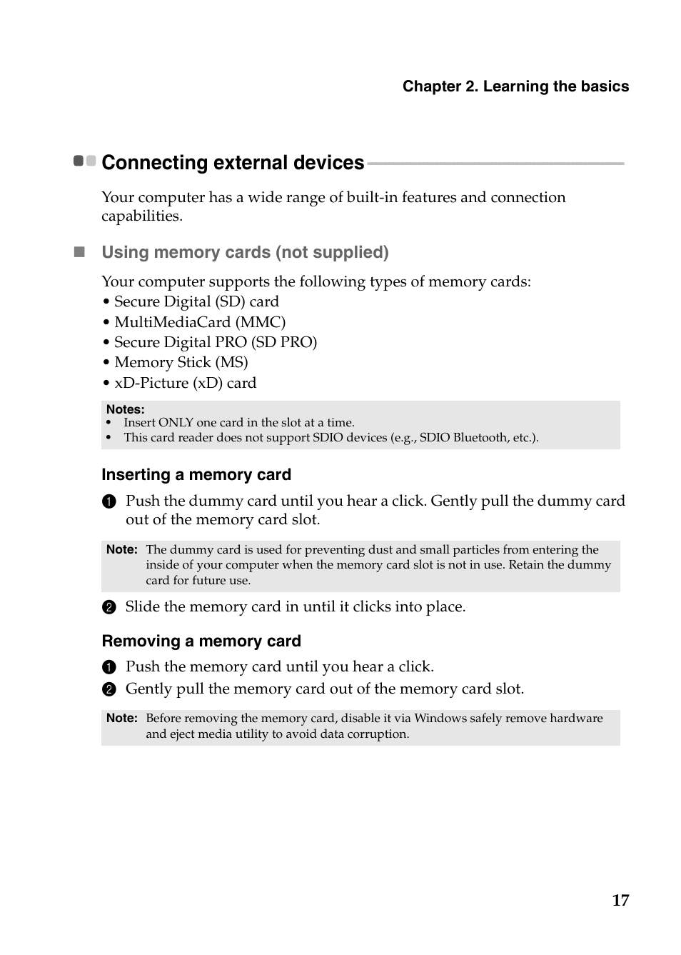 Connecting external devices | Lenovo Z580 User Manual | Page 21 / 59