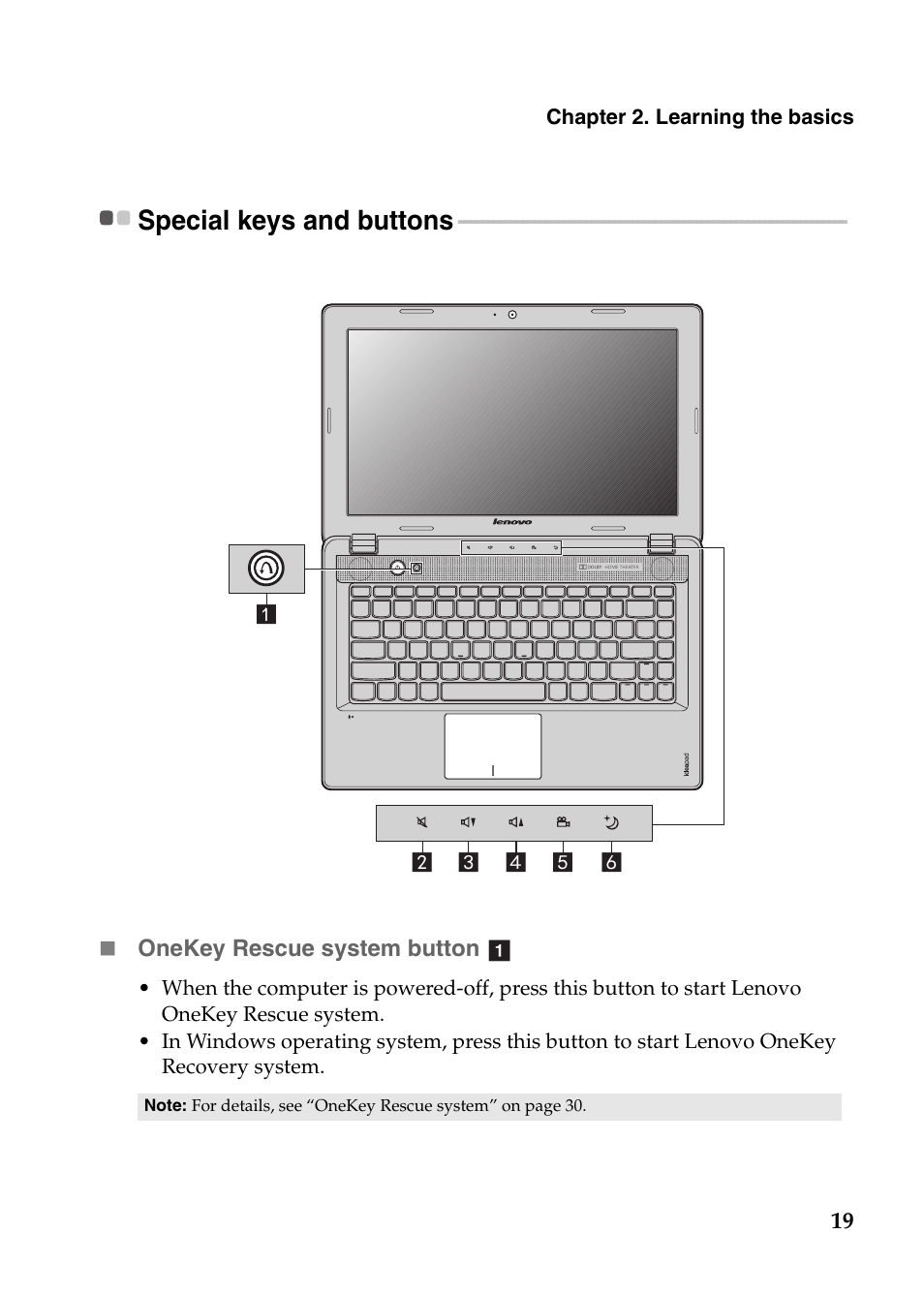 Special keys and buttons | Lenovo Z580 User Manual | Page 23 / 59