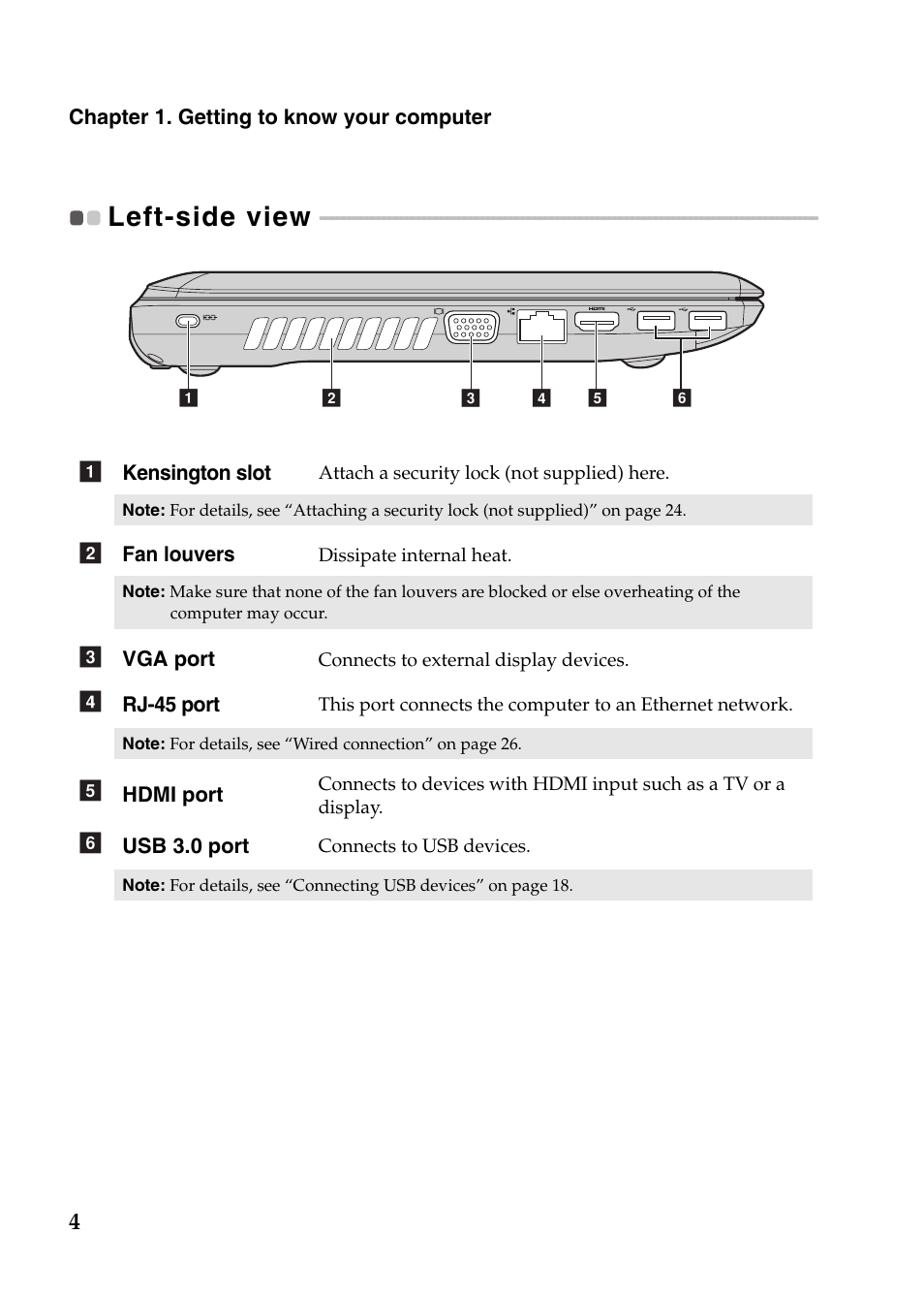 Left-side view | Lenovo Z580 User Manual | Page 8 / 59