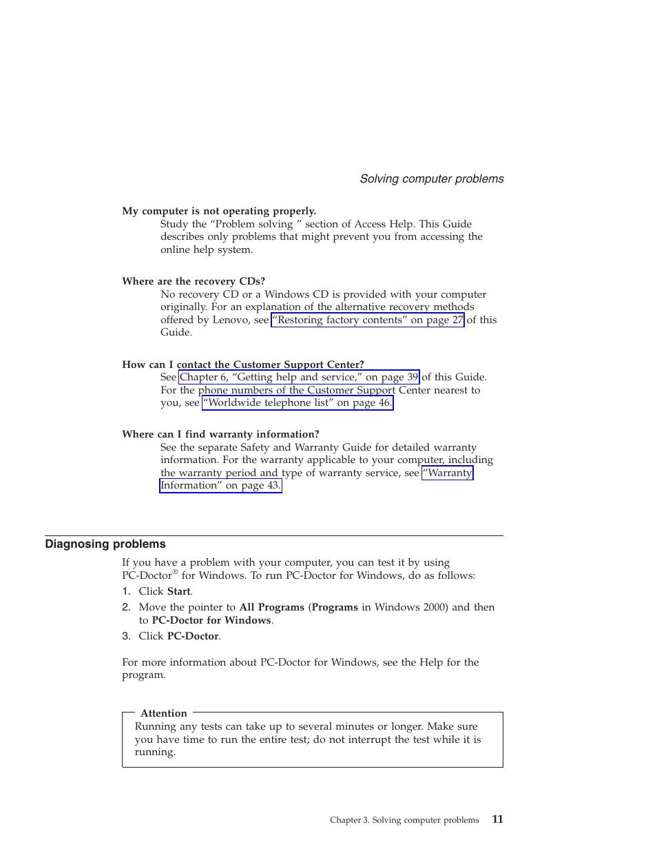 Diagnosing problems, Diagnosing, Problems | Lenovo Z61t User Manual | Page 19 / 76