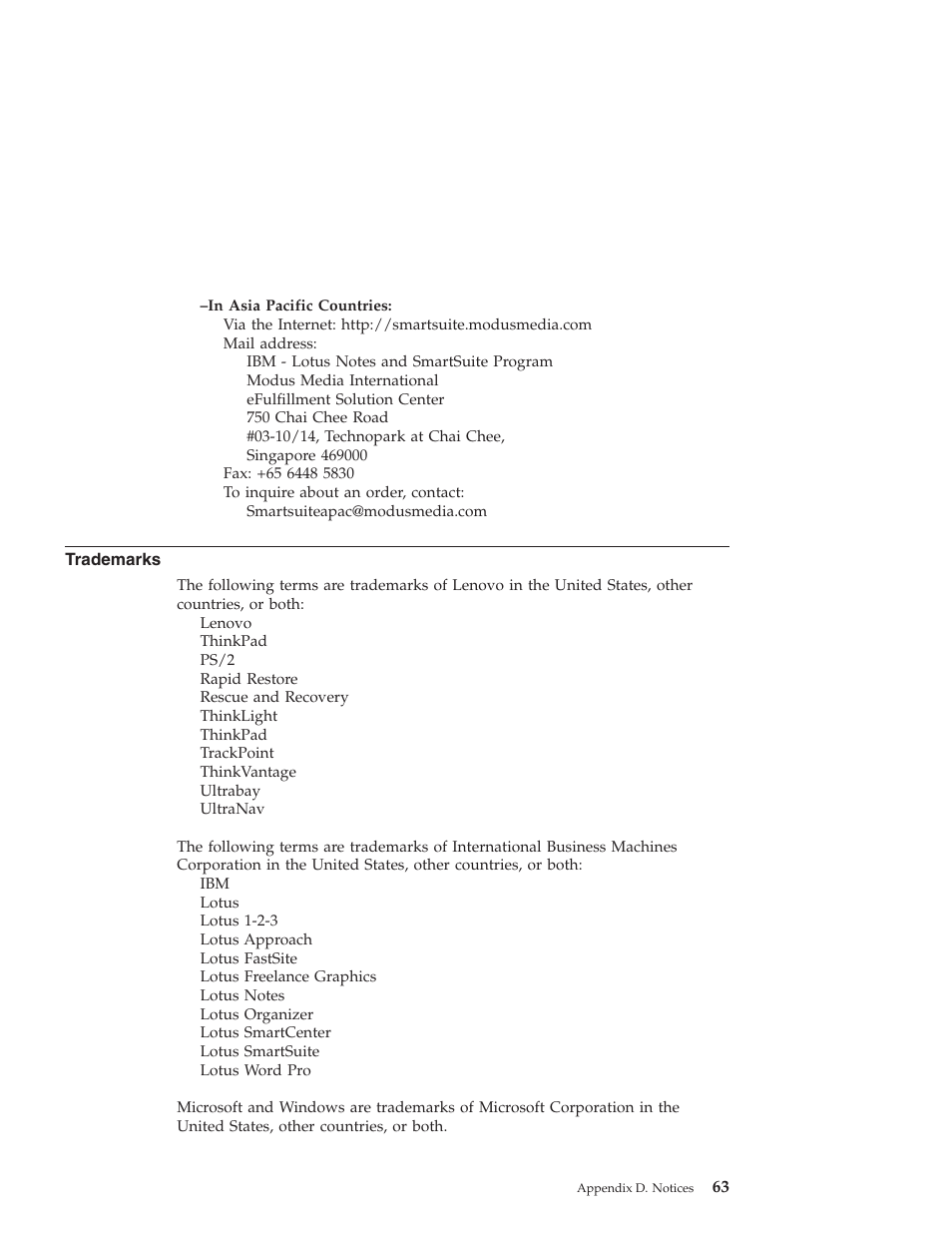 Trademarks | Lenovo Z61t User Manual | Page 71 / 76