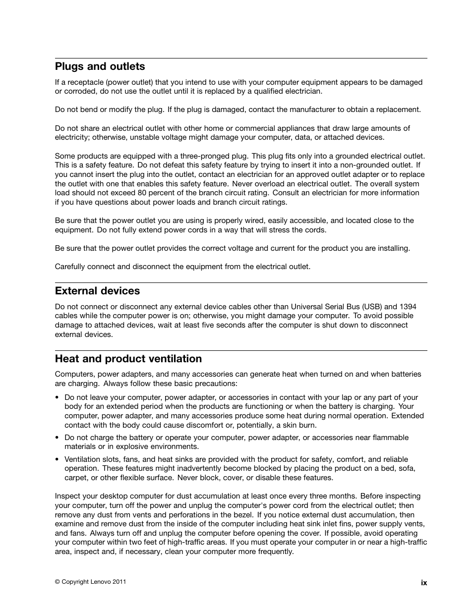 Plugs and outlets, External devices, Heat and product ventilation | Lenovo THINKCENTRE 4473 User Manual | Page 11 / 142