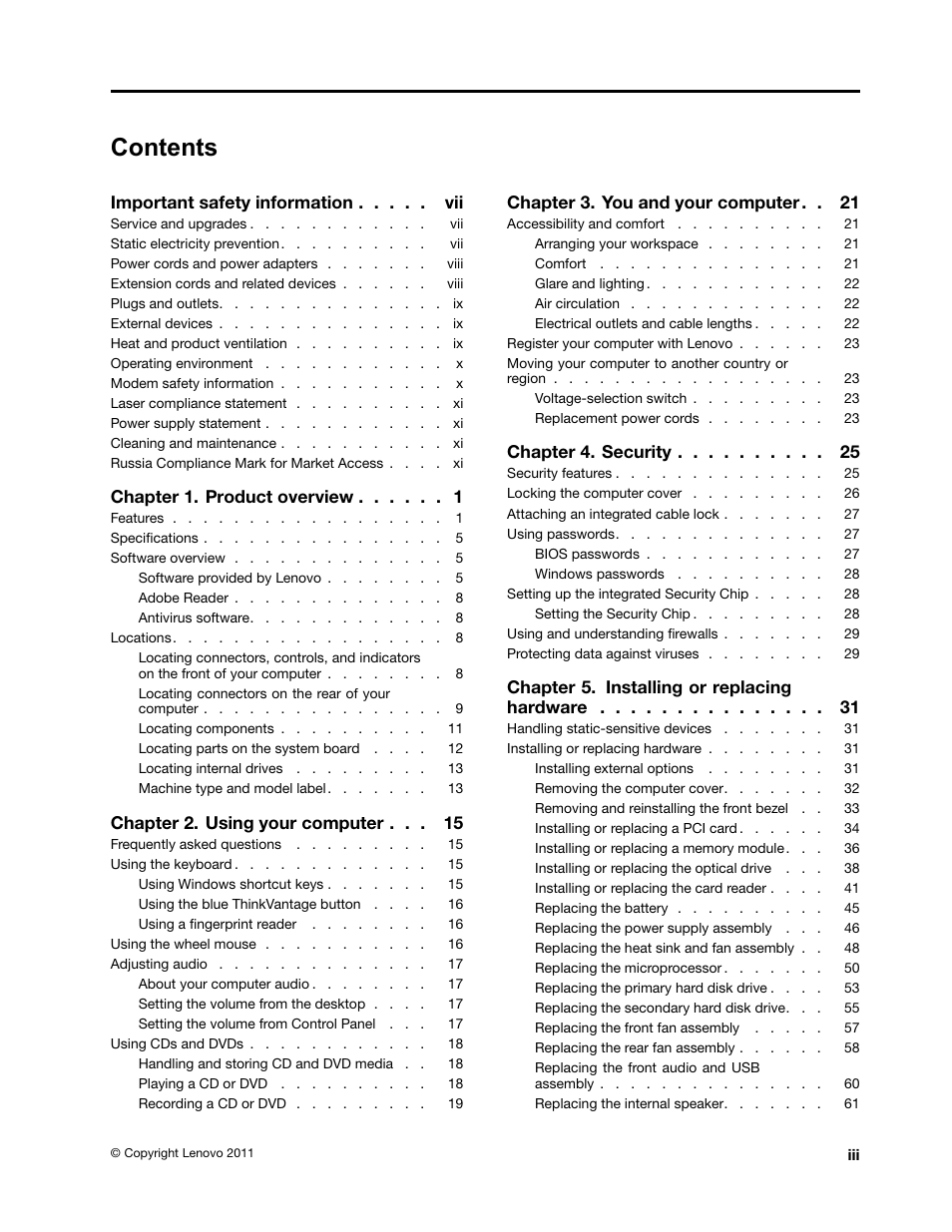 Lenovo THINKCENTRE 4473 User Manual | Page 5 / 142