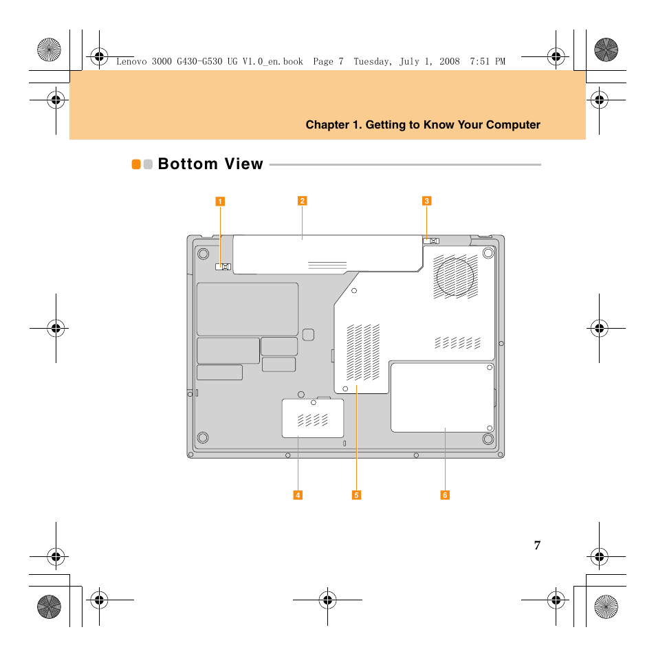 Bottom view | Lenovo 3000 G530 User Manual | Page 15 / 138