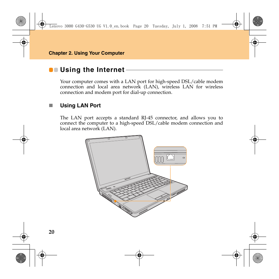 Using the internet | Lenovo 3000 G530 User Manual | Page 28 / 138