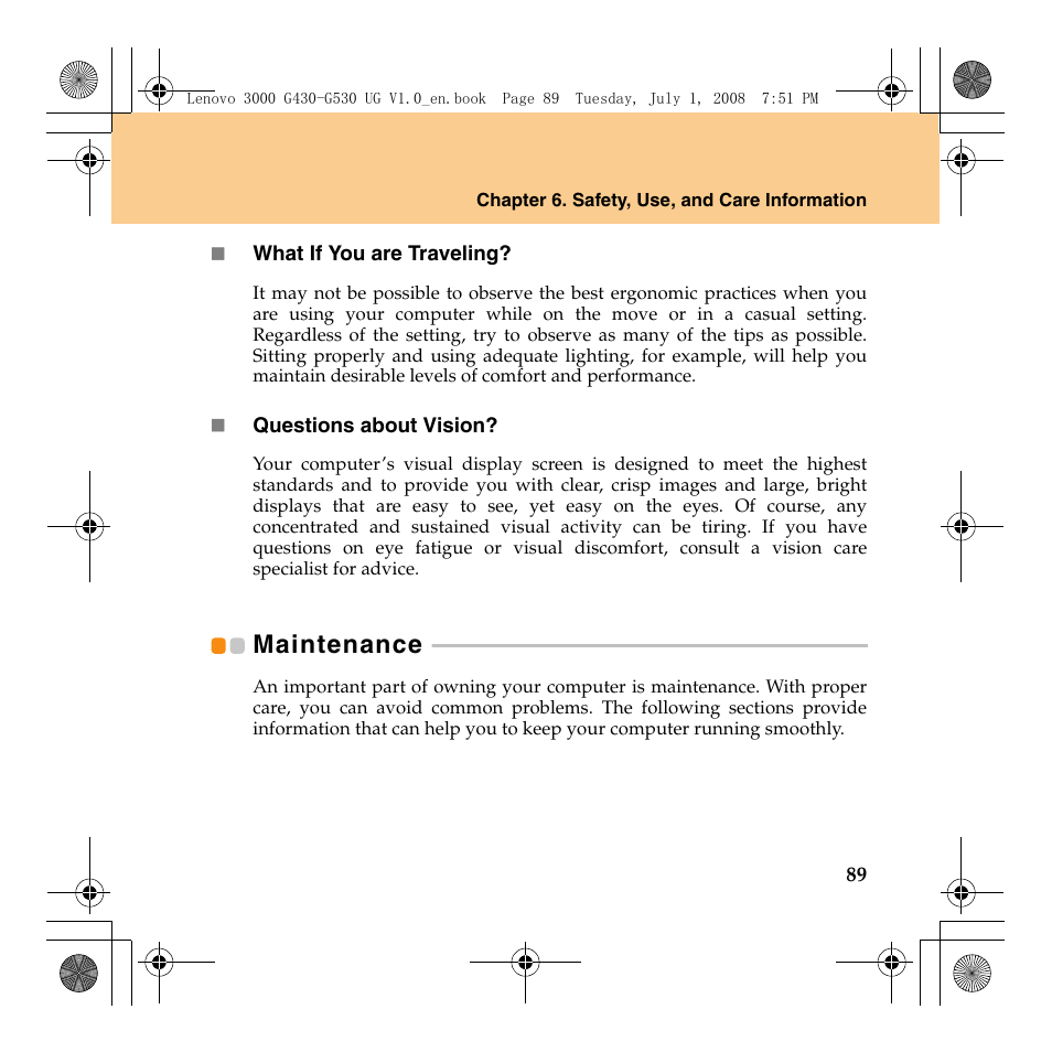 Maintenance | Lenovo 3000 G530 User Manual | Page 97 / 138