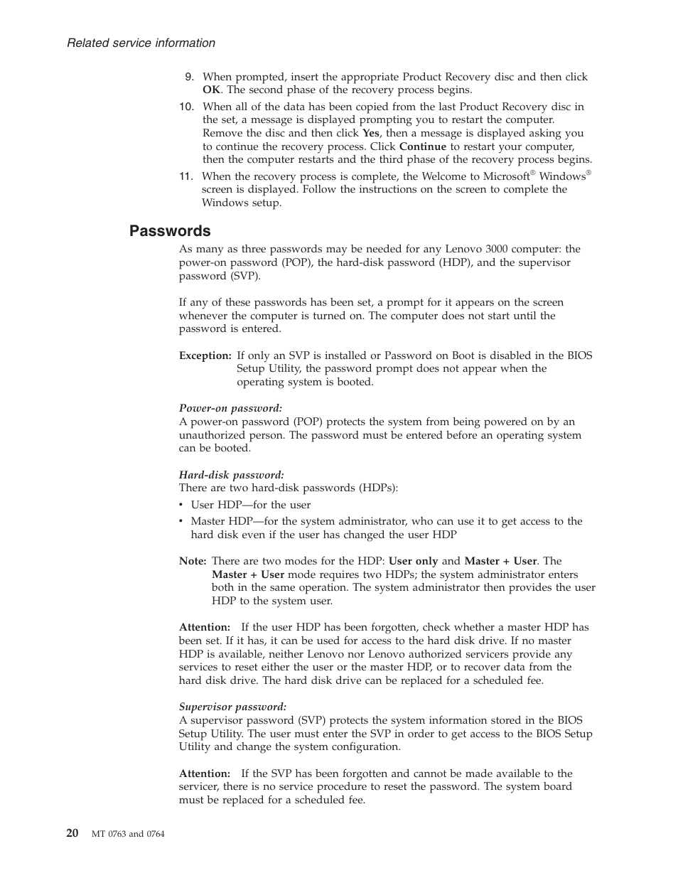 Passwords | Lenovo V100 User Manual | Page 26 / 126