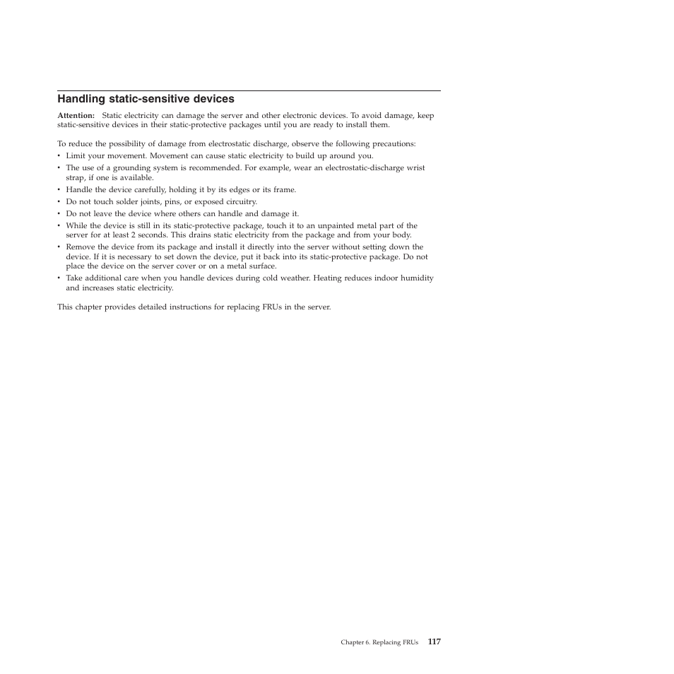 Handling static-sensitive devices | Lenovo THINKSERVER RS210 User Manual | Page 125 / 244