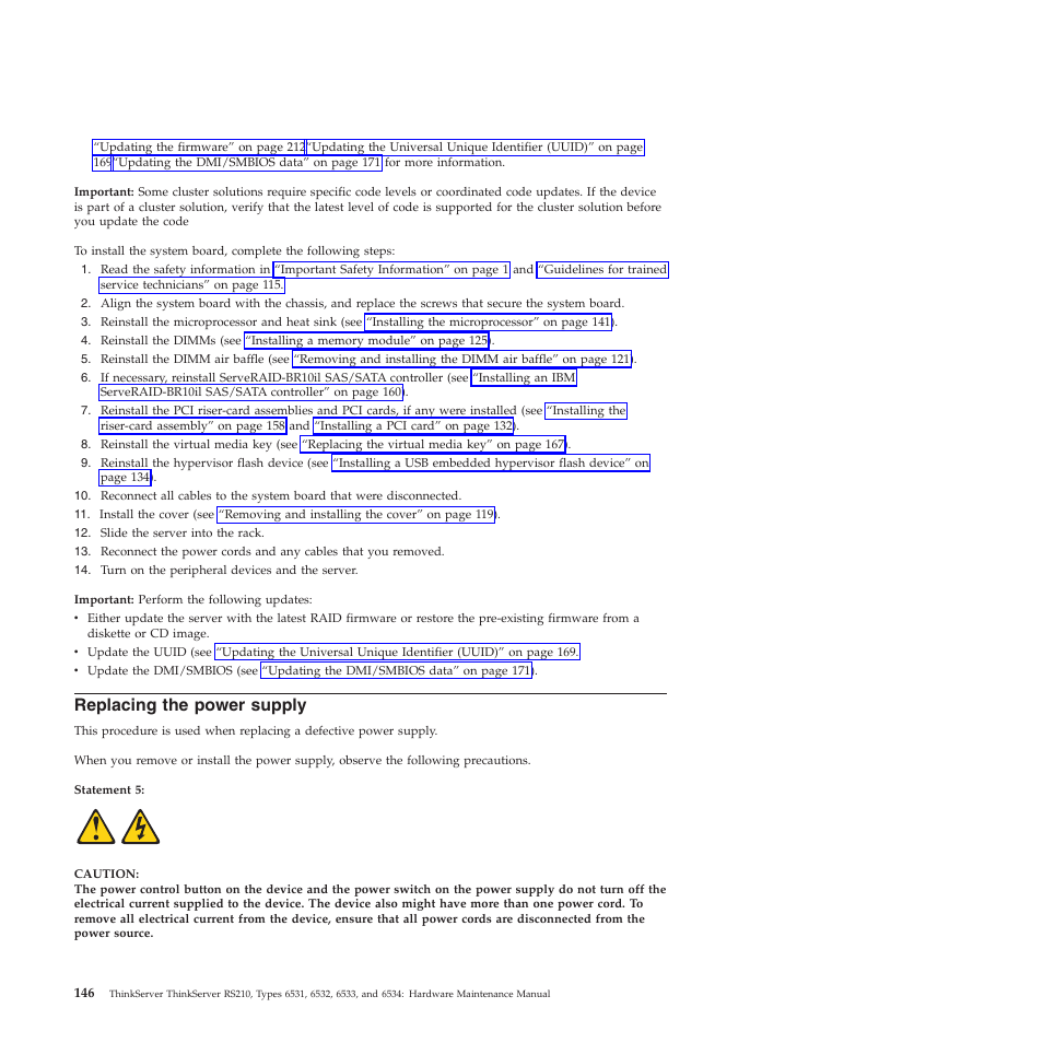 Replacing the power supply | Lenovo THINKSERVER RS210 User Manual | Page 154 / 244