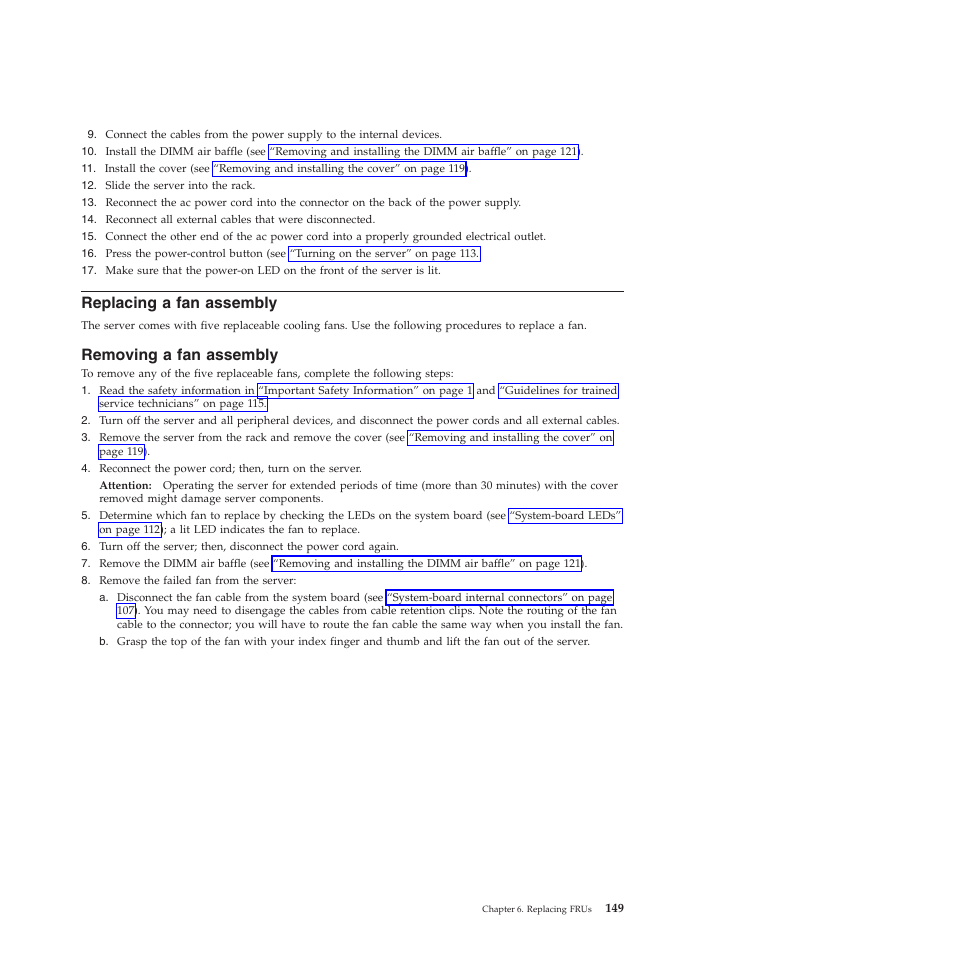 Replacing a fan assembly, Removing a fan assembly | Lenovo THINKSERVER RS210 User Manual | Page 157 / 244