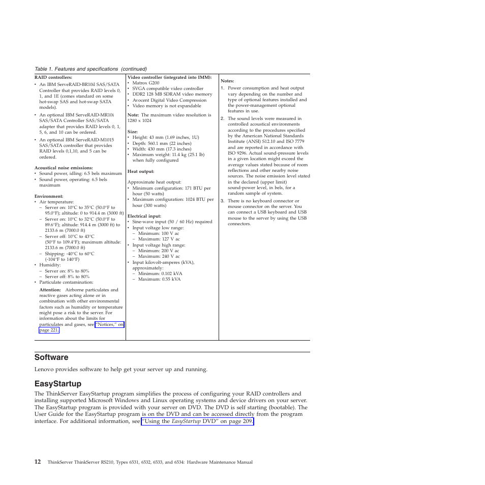 Software, Easystartup | Lenovo THINKSERVER RS210 User Manual | Page 20 / 244