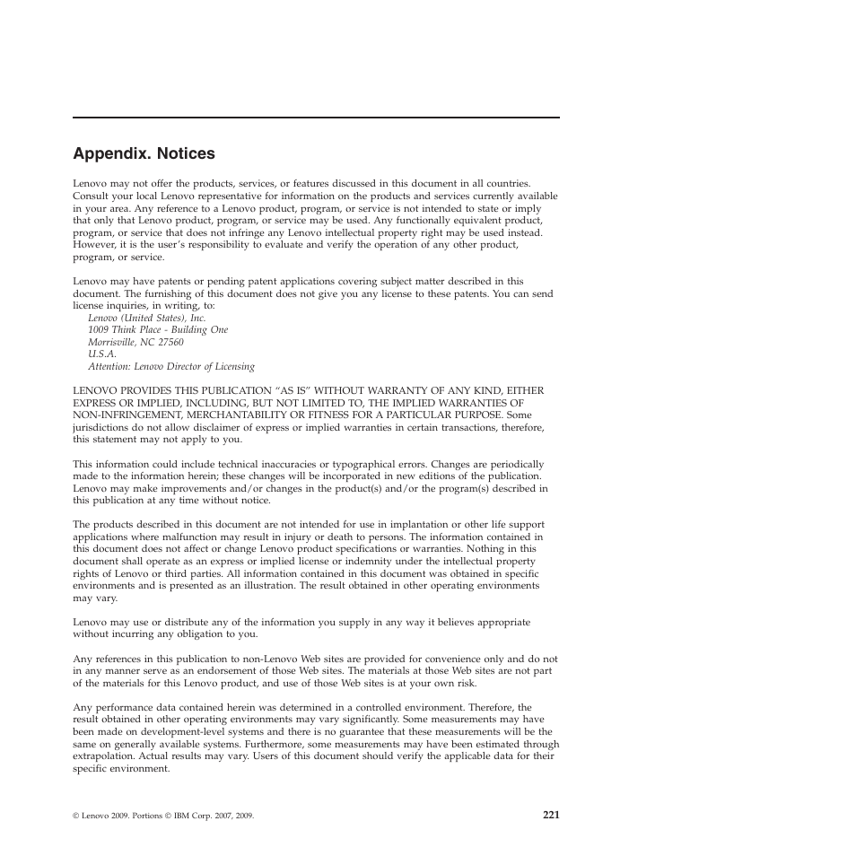 Appendix. notices | Lenovo THINKSERVER RS210 User Manual | Page 229 / 244