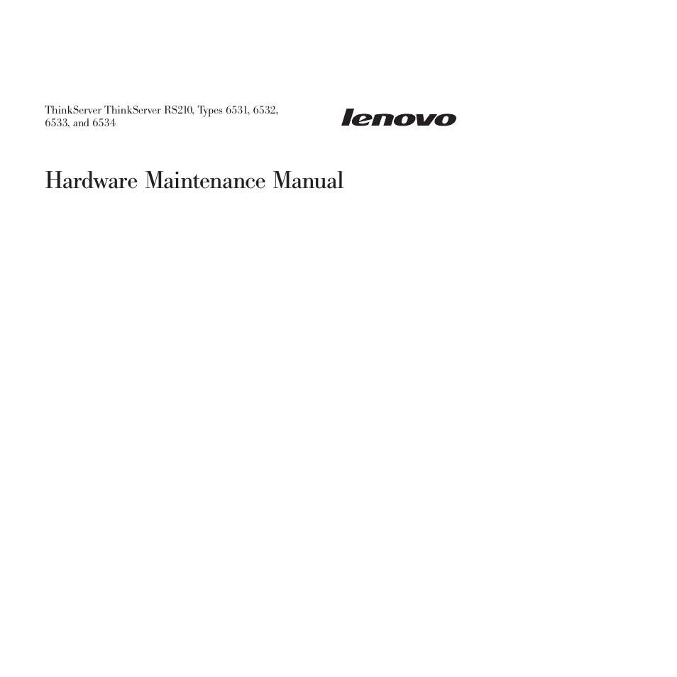 Hardware maintenance manual | Lenovo THINKSERVER RS210 User Manual | Page 3 / 244