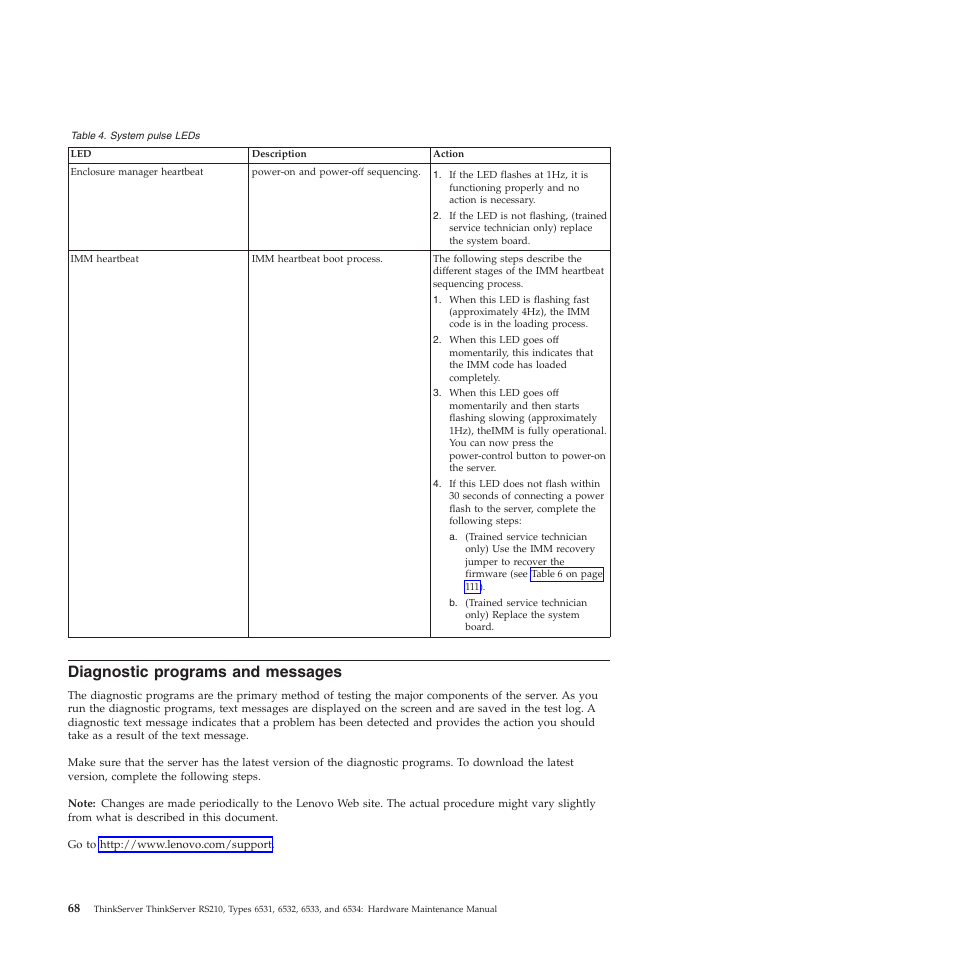 Diagnostic programs and messages | Lenovo THINKSERVER RS210 User Manual | Page 76 / 244