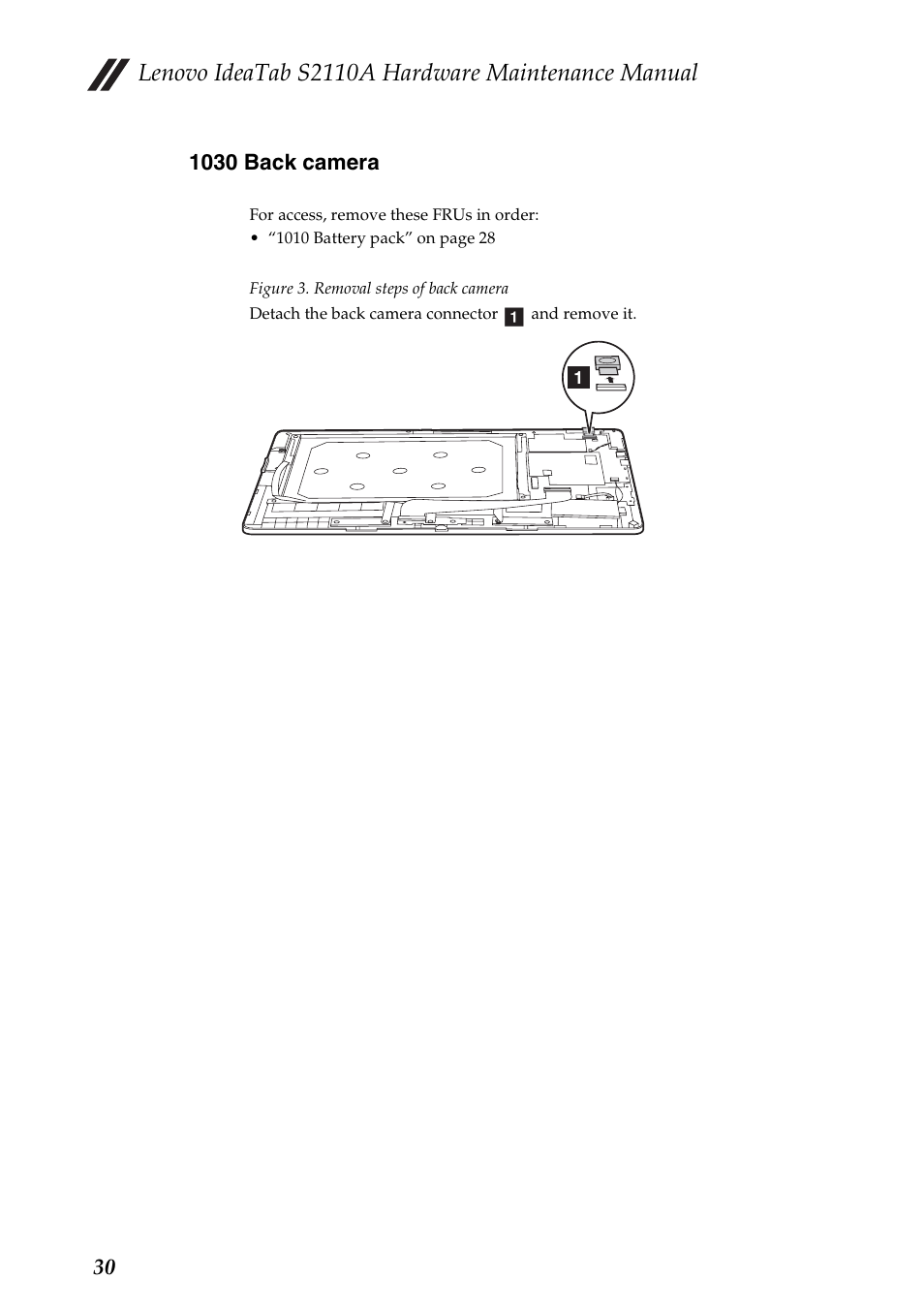 1030 back camera, Lenovo ideatab s2110a hardware maintenance manual | Lenovo S2110A User Manual | Page 34 / 46
