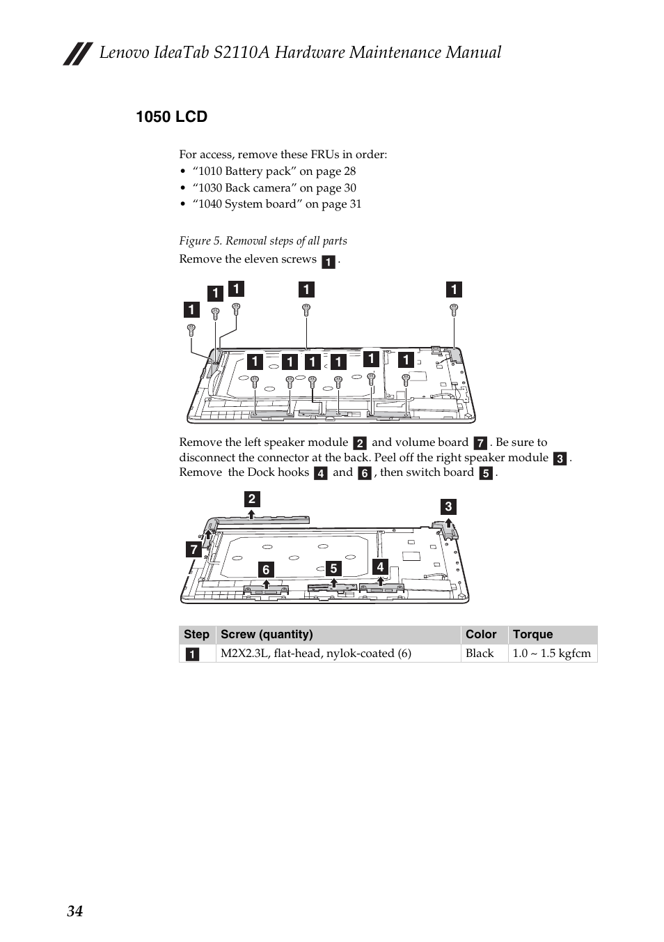 1050 lcd, Lenovo ideatab s2110a hardware maintenance manual | Lenovo S2110A User Manual | Page 38 / 46