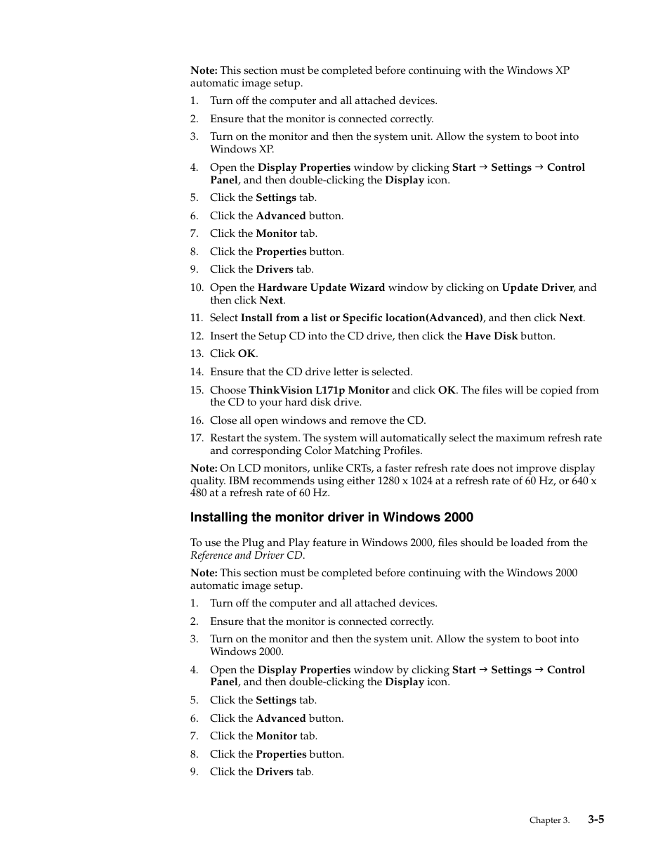 Installing the monitor driver in windows 2000, Installing the monitor driver in windows 2000 -5 | Lenovo L171p User Manual | Page 23 / 34