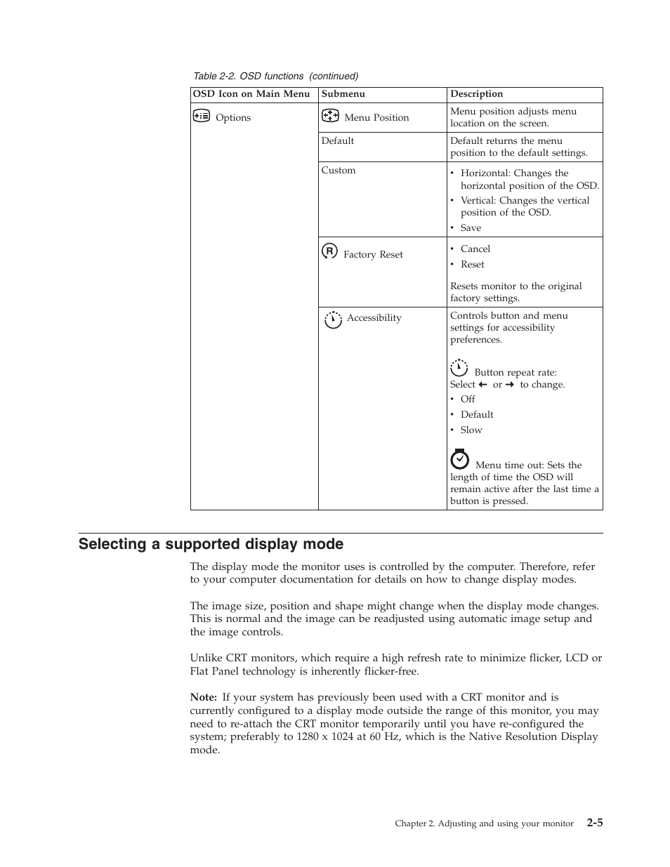 Selecting a supported display mode, Selecting, Supported | Display, Mode | Lenovo ThinkVision L1900 User Manual | Page 14 / 29