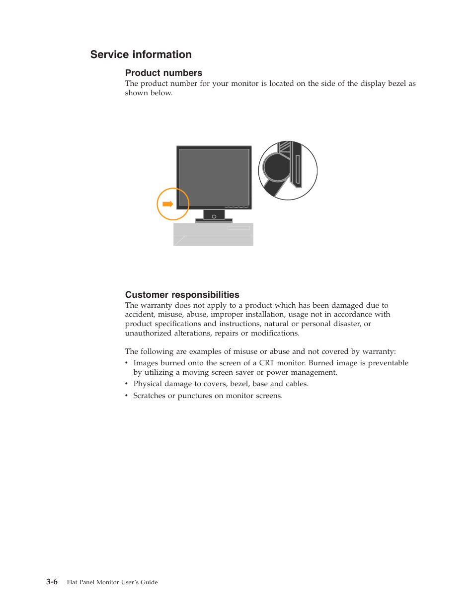Service information, Product numbers, Customer responsibilities | Service, Information, Product, Numbers, Customer, Responsibilities | Lenovo ThinkVision L1900 User Manual | Page 22 / 29