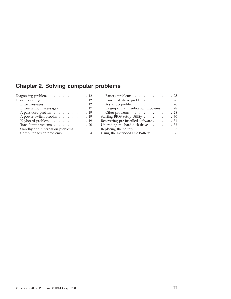 Chapter 2. solving computer problems, Chapter, Solving | Computer, Problems | Lenovo THINKPAD X41 User Manual | Page 35 / 110