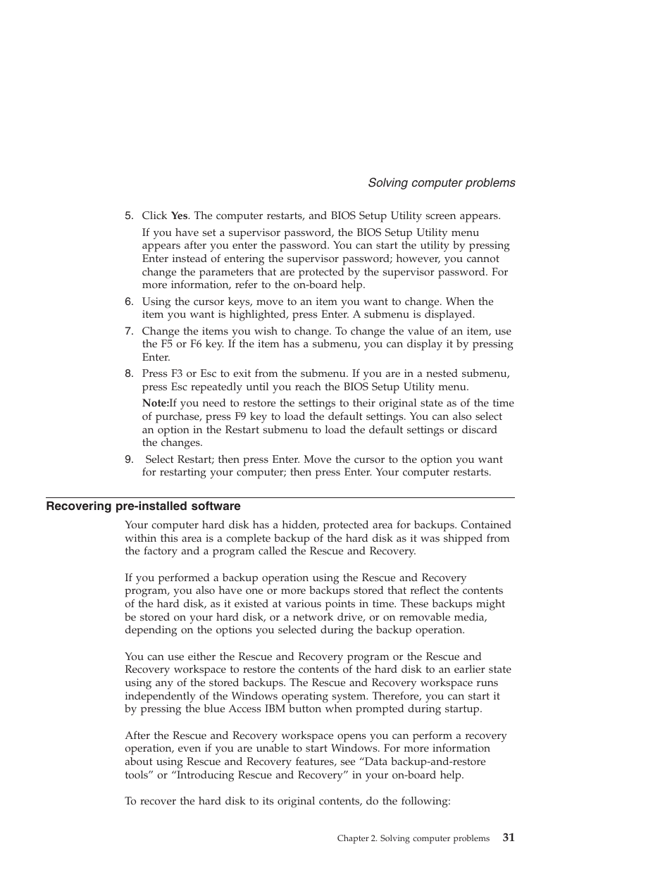 Recovering pre-installed software, Recovering, Pre-installed | Software | Lenovo THINKPAD X41 User Manual | Page 55 / 110