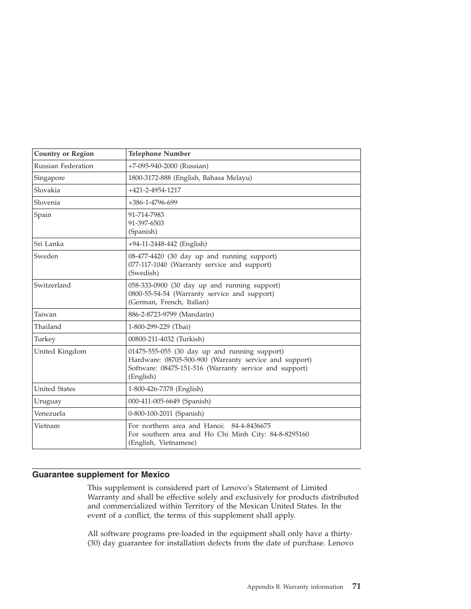 Guarantee supplement for mexico, Guarantee, Supplement | Mexico | Lenovo THINKPAD X41 User Manual | Page 95 / 110