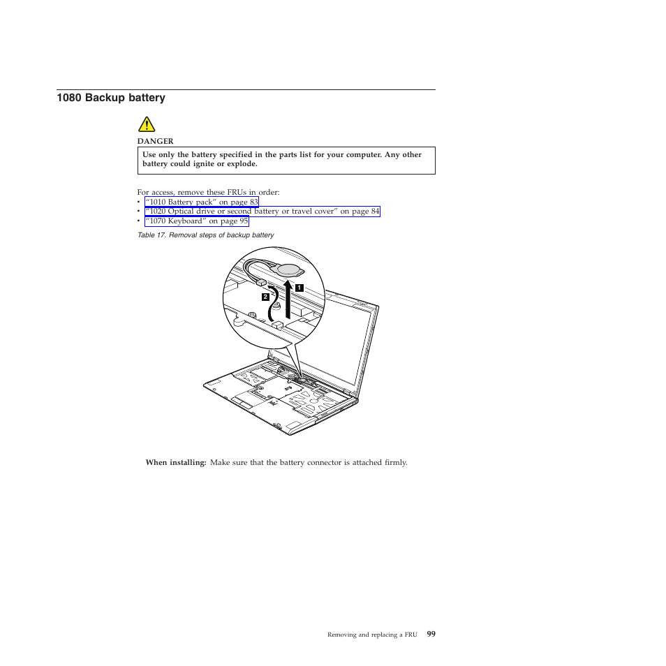 1080 backup battery | Lenovo X301 User Manual | Page 107 / 180