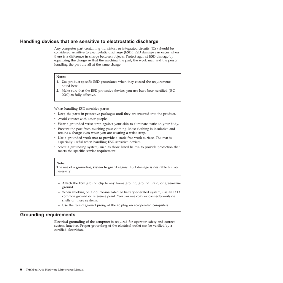 Grounding requirements | Lenovo X301 User Manual | Page 14 / 180