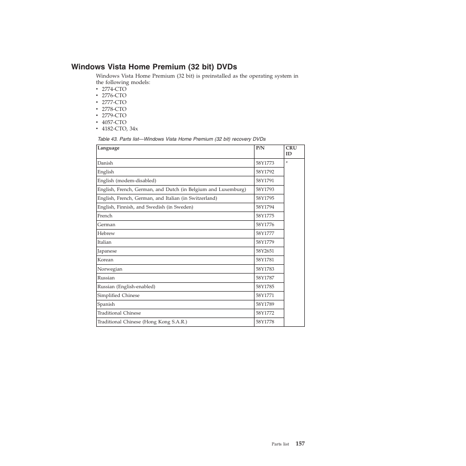 Windows vista home premium (32 bit) dvds | Lenovo X301 User Manual | Page 165 / 180