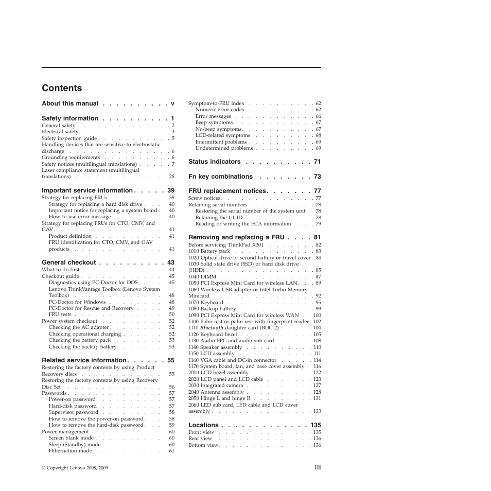 Lenovo X301 User Manual | Page 5 / 180